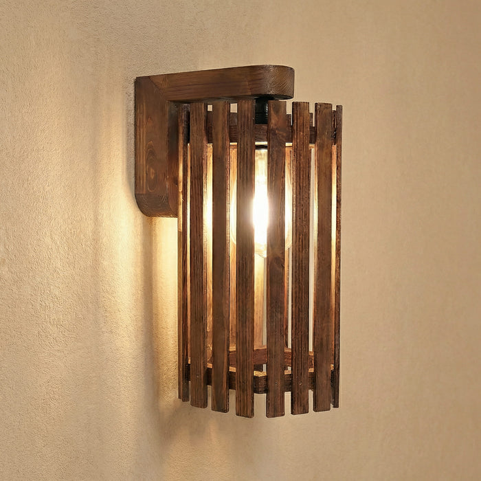 Hexa Brown Wooden Wall Light