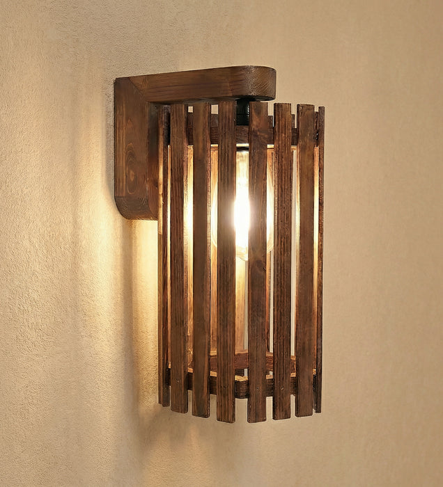 Hexa Brown Wooden Wall Light