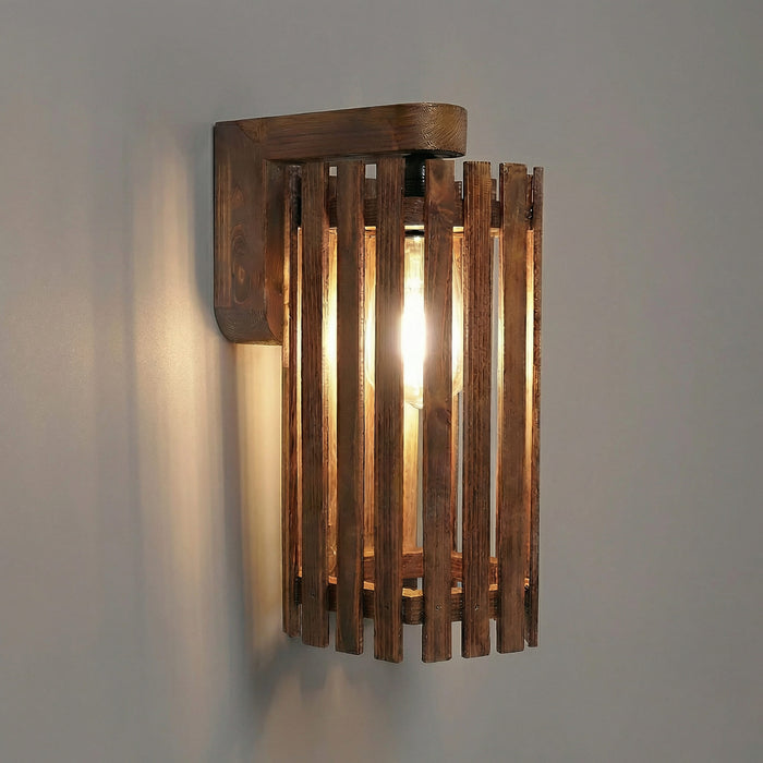 Hexa Brown Wooden Wall Light