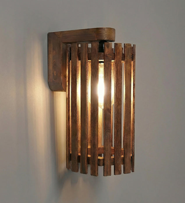 Hexa Brown Wooden Wall Light