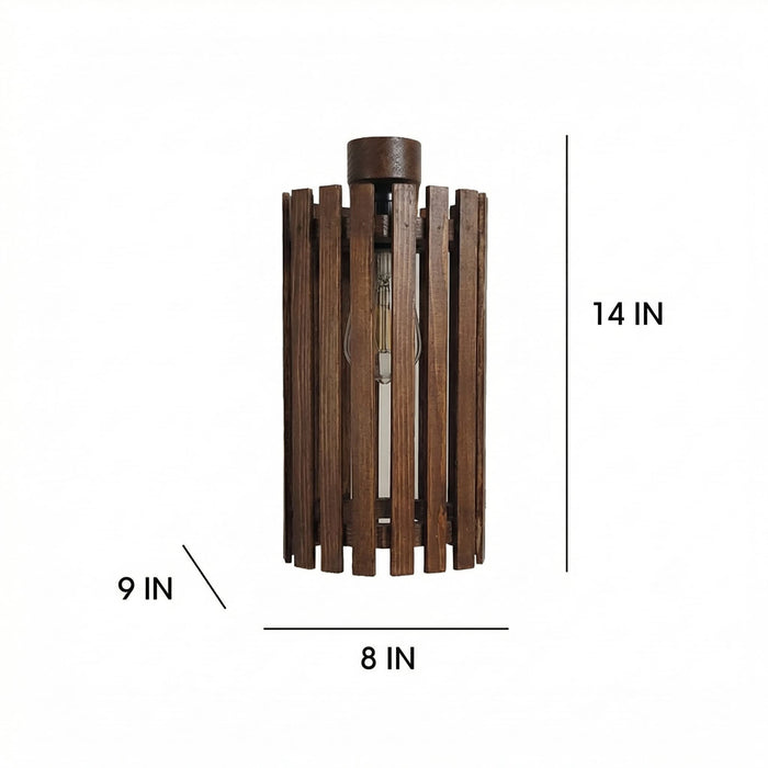 Hexa Brown Wooden Wall Light