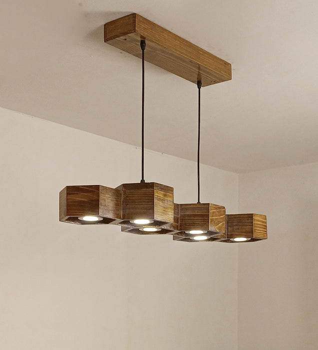 Hexa 36 Brown Wooden LED Hanging Lamp