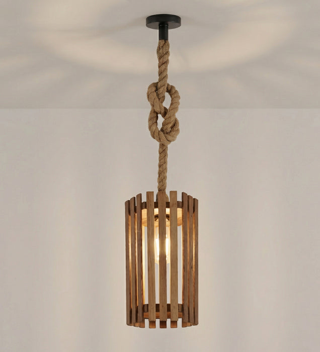 Hexa Brown Wooden Single Hanging Lamp
