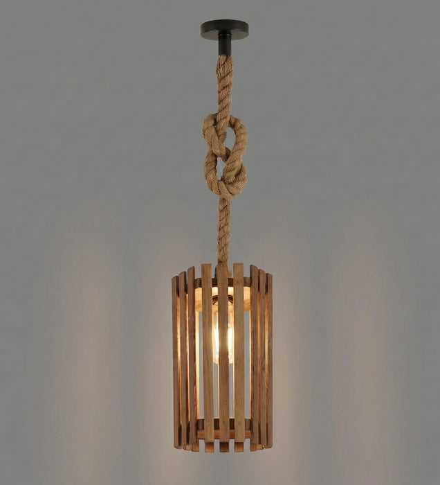 Hexa Brown Wooden Single Hanging Lamp