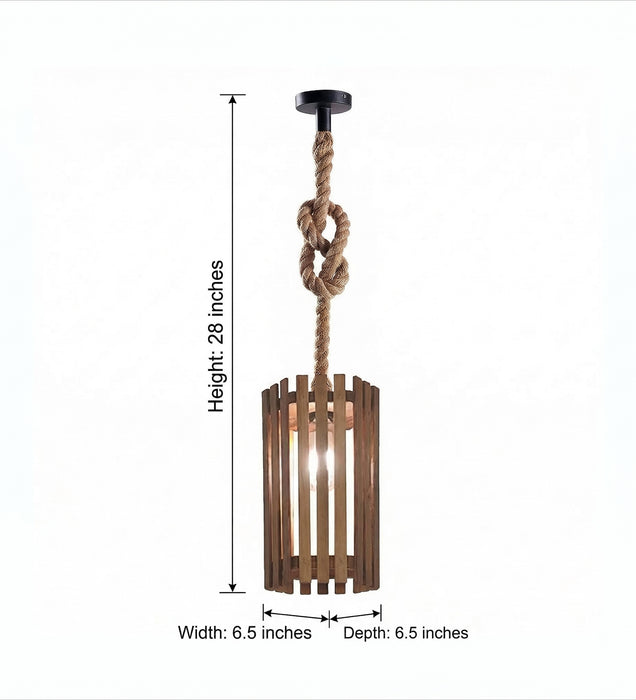 Hexa Brown Wooden Single Hanging Lamp