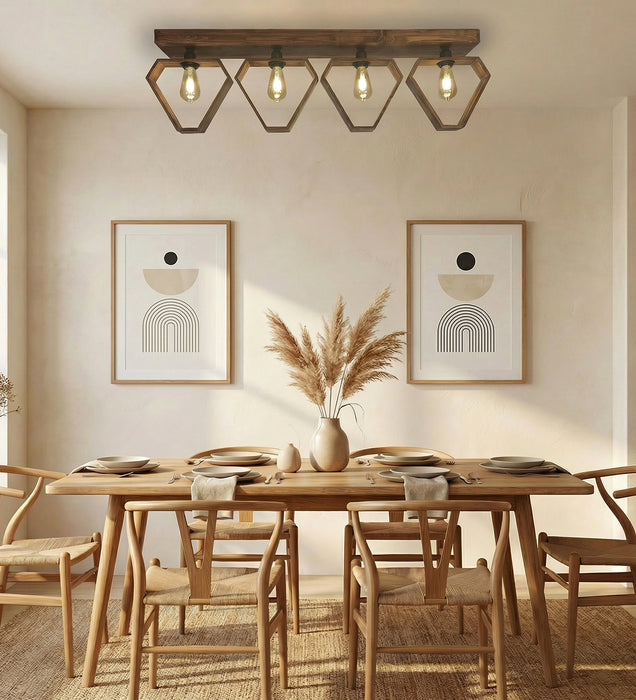 Hexad Brown Wooden 4 Series Ceiling Lamp