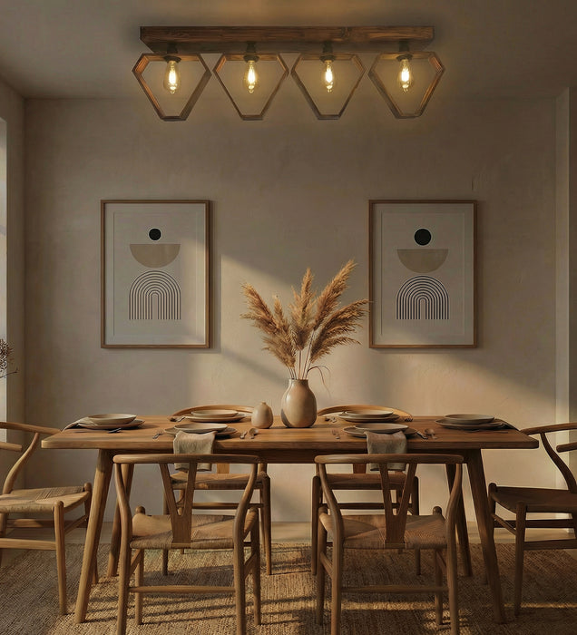 Hexad Brown Wooden 4 Series Ceiling Lamp