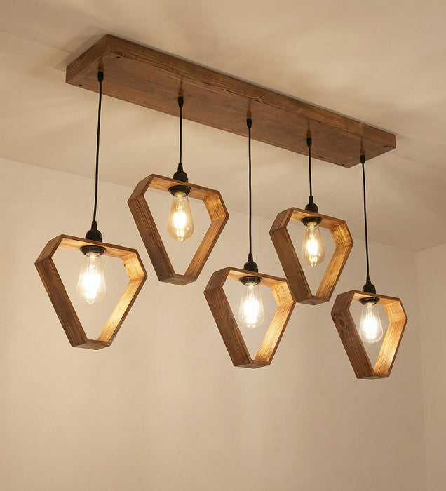 Hexad Brown 5 Series Hanging Lamp