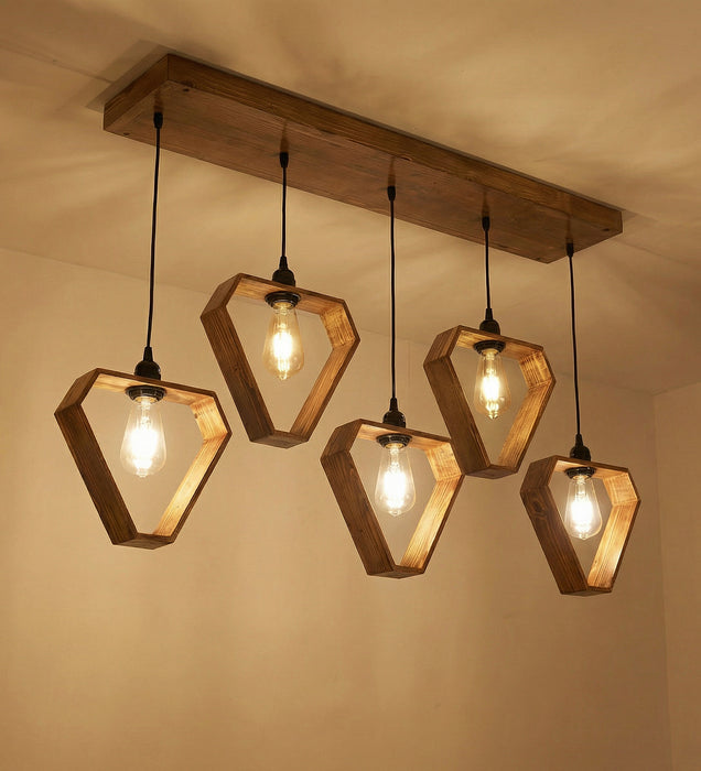 Hexad Brown 5 Series Hanging Lamp