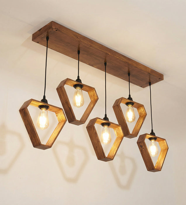 Hexad Brown 5 Series Hanging Lamp