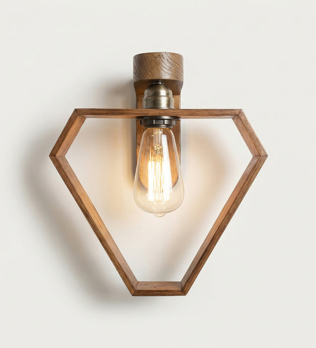 Hexad Brown Wooden Wall Light