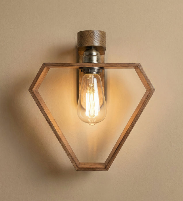 Hexad Brown Wooden Wall Light