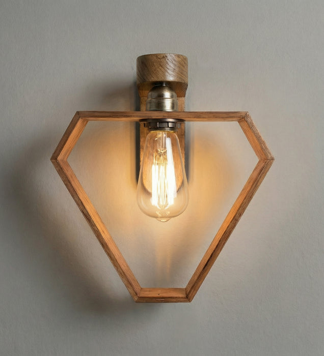 Hexad Brown Wooden Wall Light