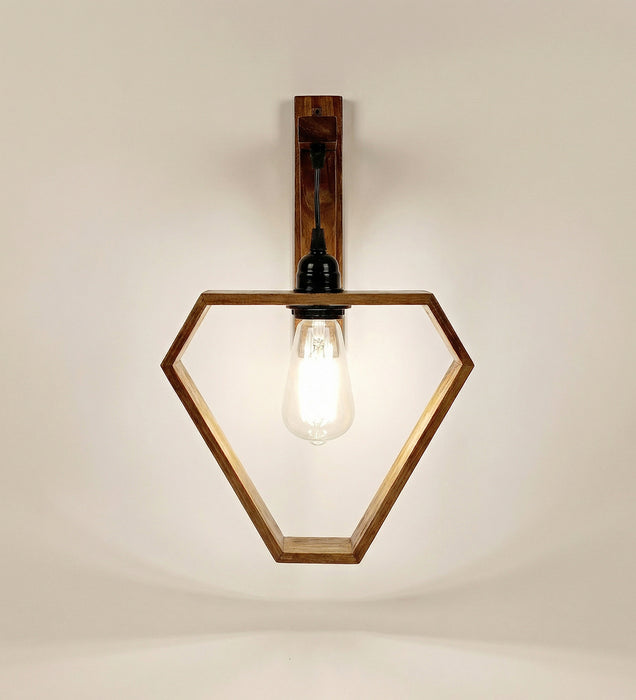 Hexad L Brown Wooden Wall Light