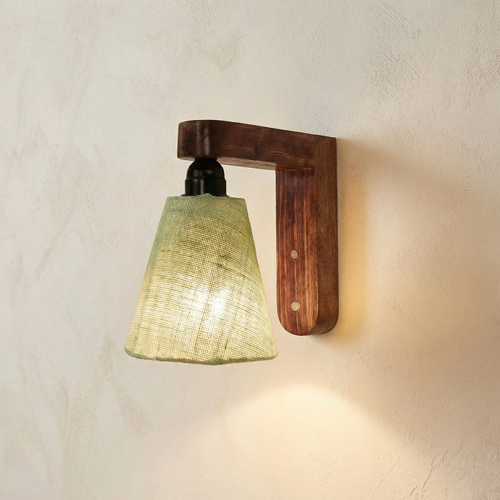 Hexagon Brown Wooden Wall Light