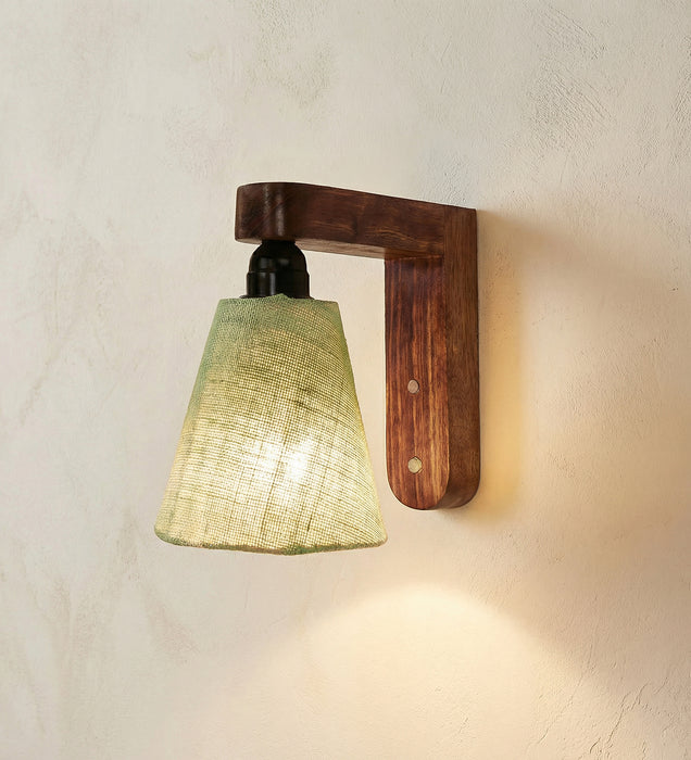 Hexagon Brown Wooden Wall Light