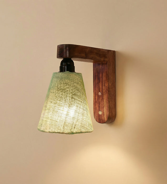 Hexagon Brown Wooden Wall Light