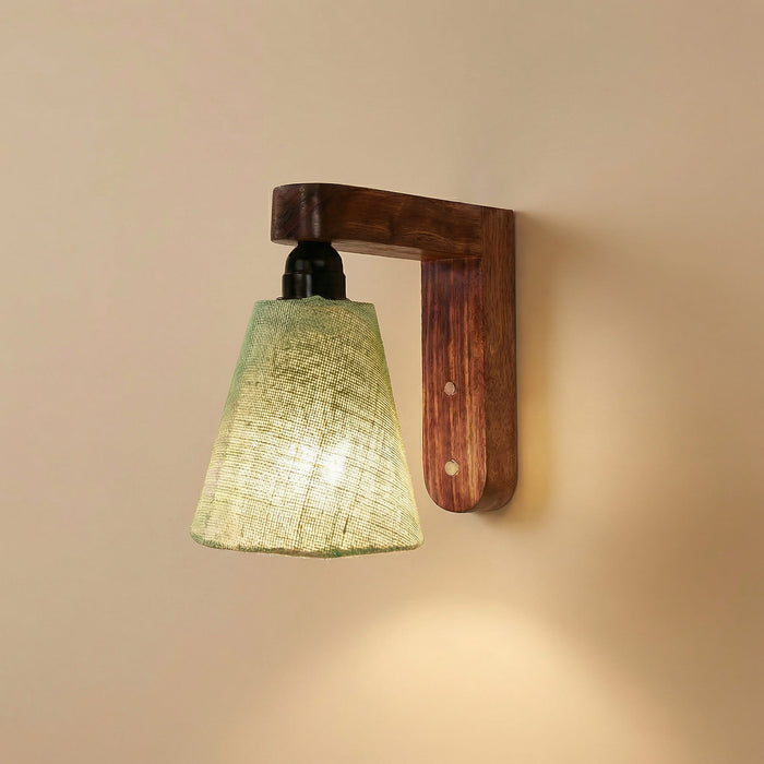 Hexagon Brown Wooden Wall Light