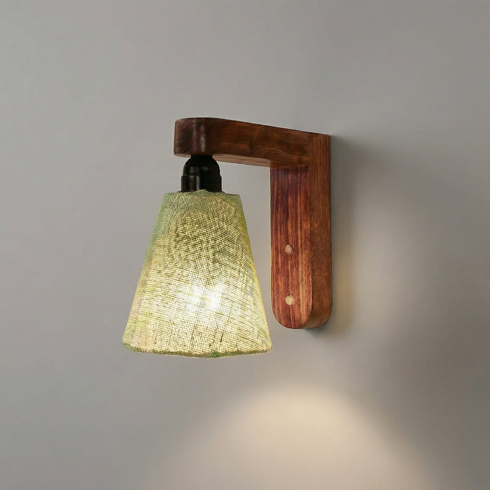 Hexagon Brown Wooden Wall Light