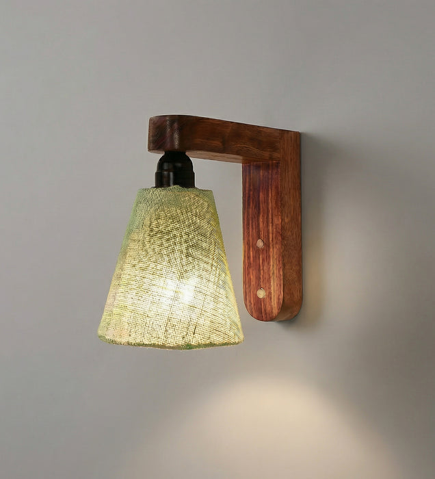 Hexagon Brown Wooden Wall Light