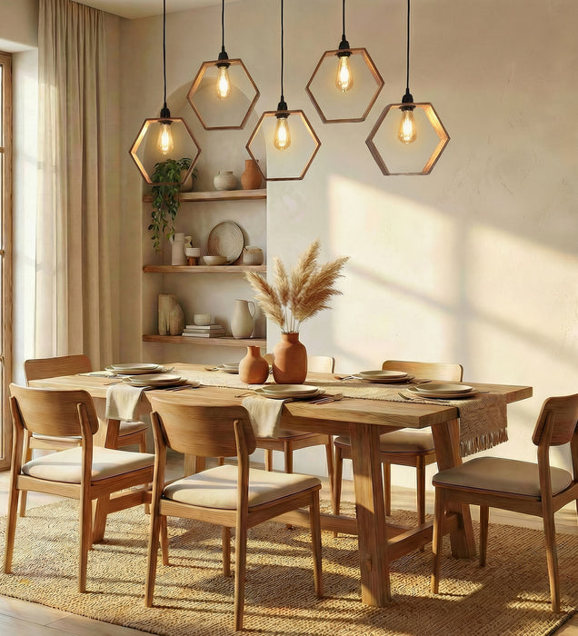 Hexagram Brown 5 Series Hanging Lamp