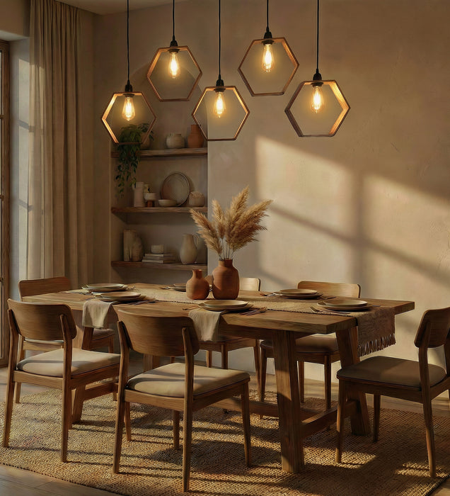Hexagram Brown 5 Series Hanging Lamp