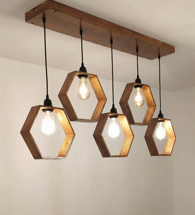 Hexagram Brown 5 Series Hanging Lamp