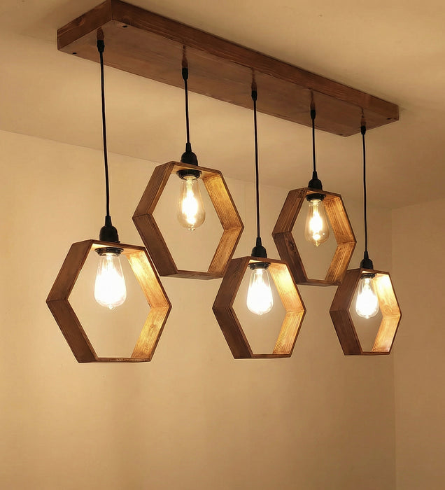 Hexagram Brown 5 Series Hanging Lamp