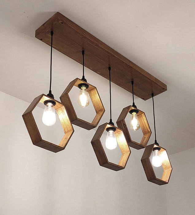 Hexagram Brown 5 Series Hanging Lamp