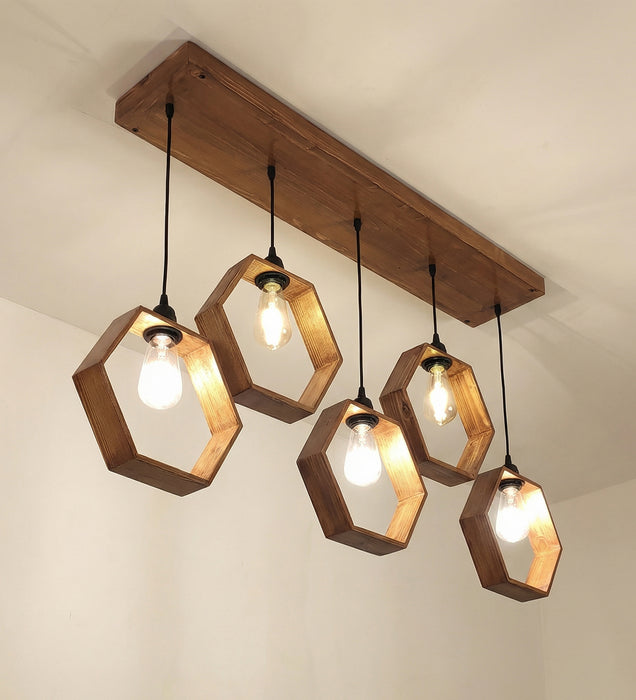 Hexagram Brown 5 Series Hanging Lamp