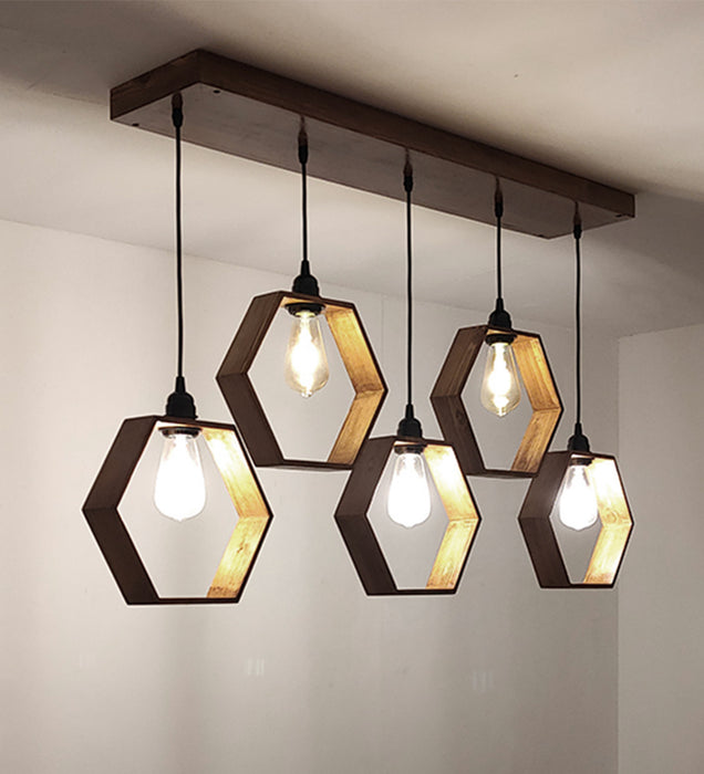 Hexagram Brown 5 Series Hanging Lamp