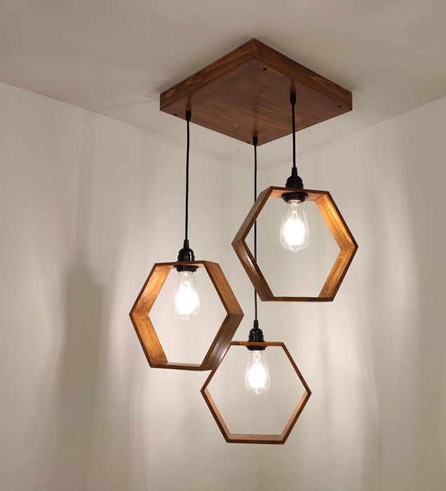 Hexagram Brown Cluster Hanging Lamp