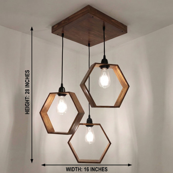 Hexagram Brown Cluster Hanging Lamp