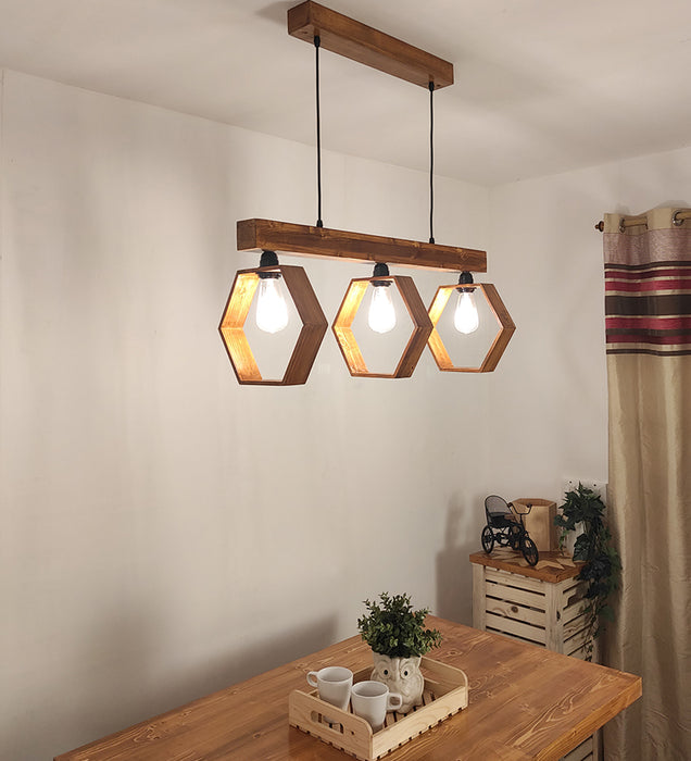 Hexagram Brown 3 Series Hanging Lamp