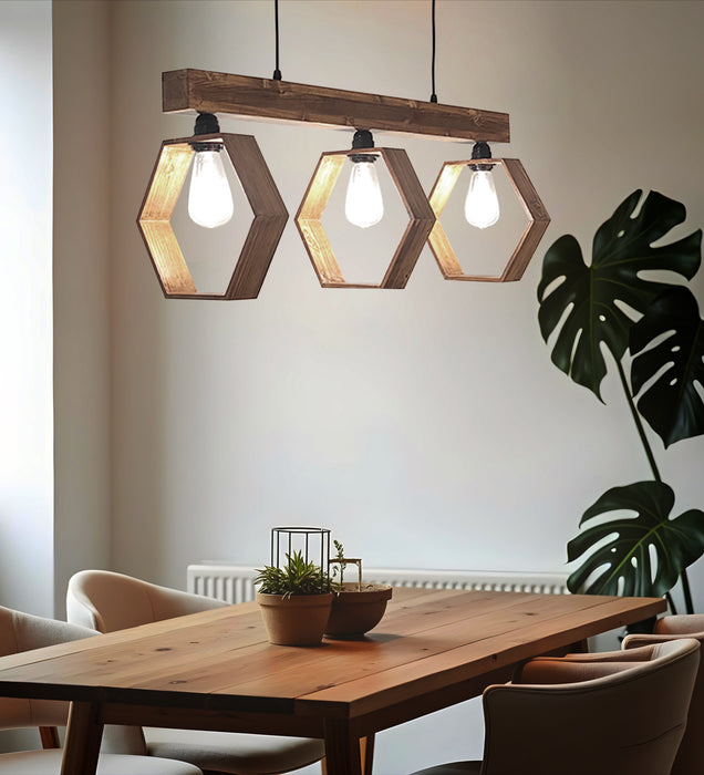 Hexagram Brown 3 Series Hanging Lamp