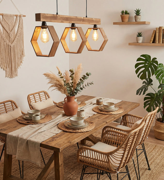 Hexagram Brown 3 Series Hanging Lamp