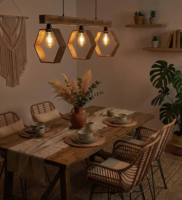 Hexagram Brown 3 Series Hanging Lamp