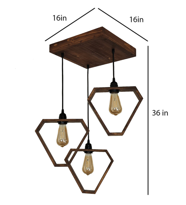 Hexar Brown Wooden Cluster Hanging Lamp