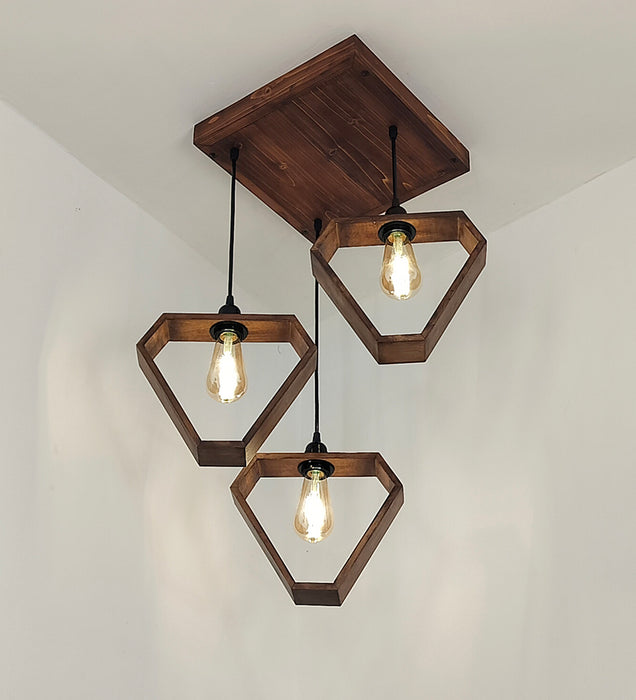 Hexar Brown Wooden Cluster Hanging Lamp