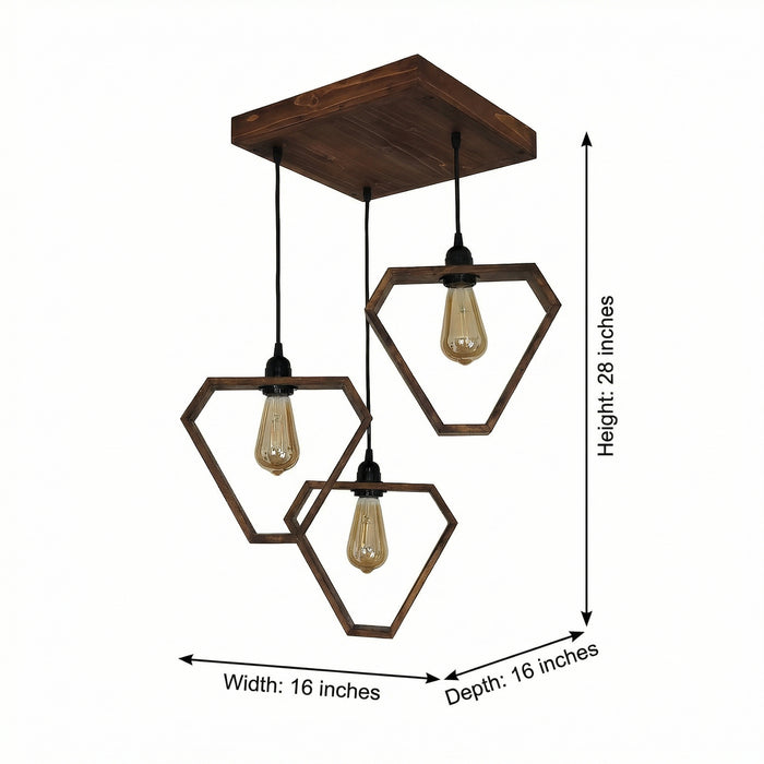 Hexar Brown Wooden Cluster Hanging Lamp