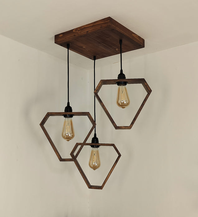 Hexar Brown Wooden Cluster Hanging Lamp