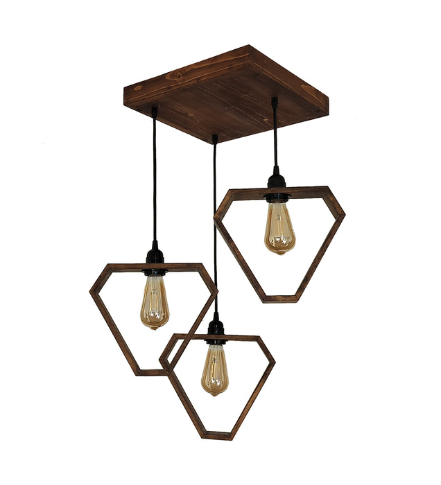 Hexar Brown Wooden Cluster Hanging Lamp