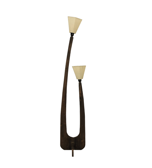 Jasper Wooden Floor Lamp with Brown Base and Beige Fabric Lampshade