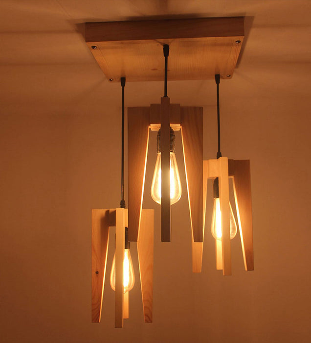 Jet Beige Wooden Cluster Hanging Lamp
