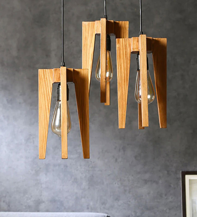 Jet Brown Wooden Cluster Hanging Lamp