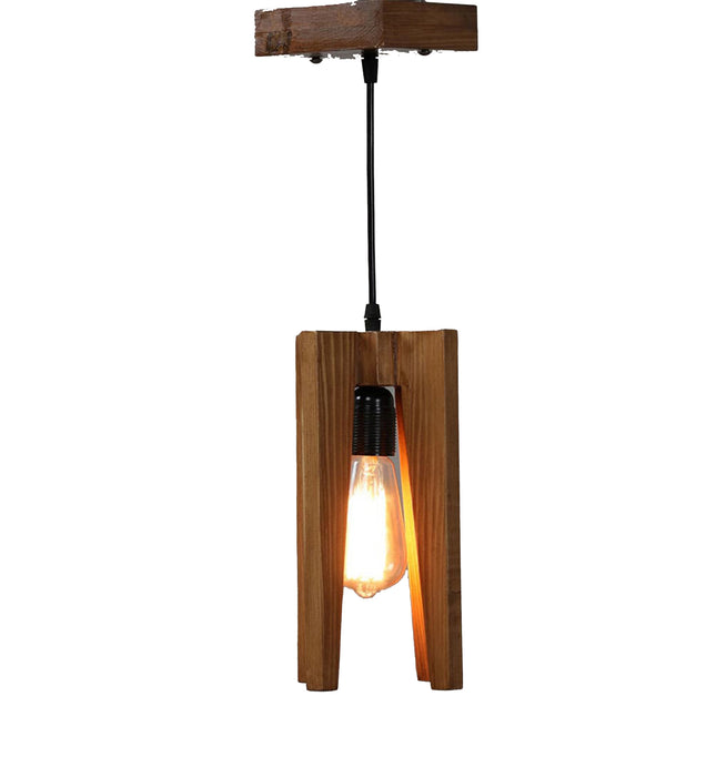 Jet Brown Wooden Single Hanging Lamp