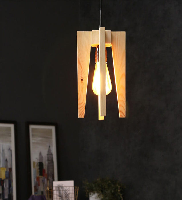 Jet Beige Wooden Single Hanging Lamp