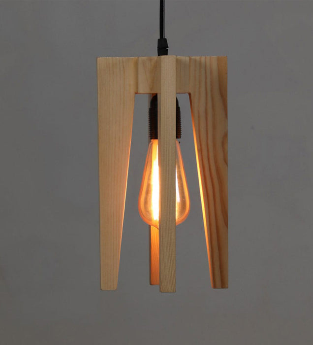 Jet Beige Wooden Single Hanging Lamp