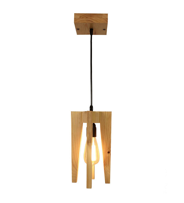 Jet Beige Wooden Single Hanging Lamp