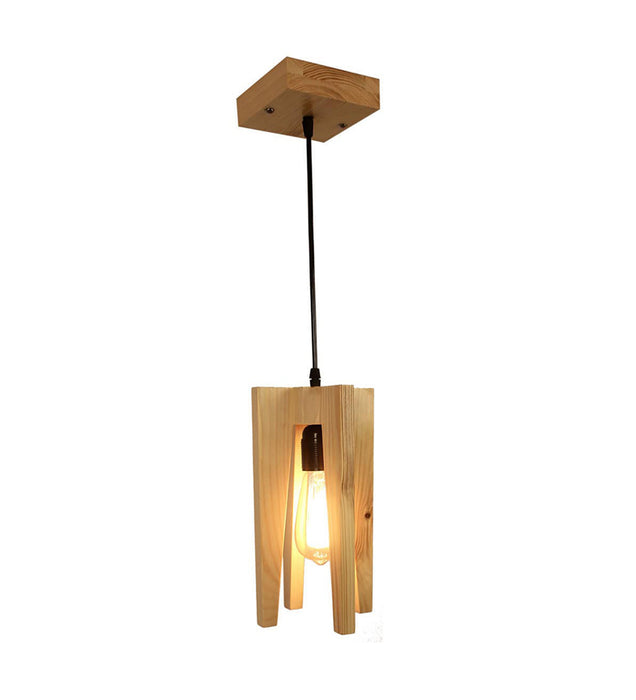 Jet Beige Wooden Single Hanging Lamp